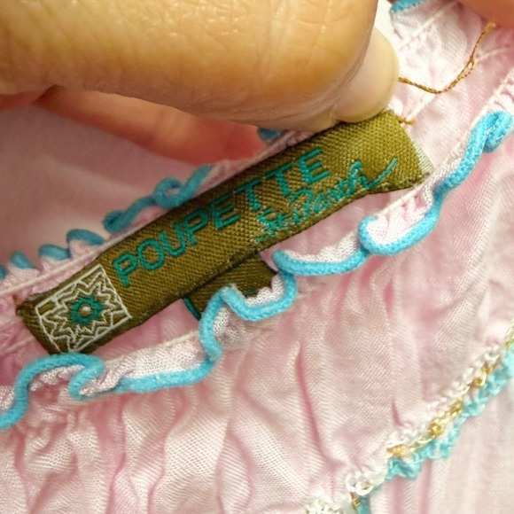 Poupette St Barth Pink Butterfly Embroidered Off Shoulder Mini Dress Size Small - Picture 3 of 5